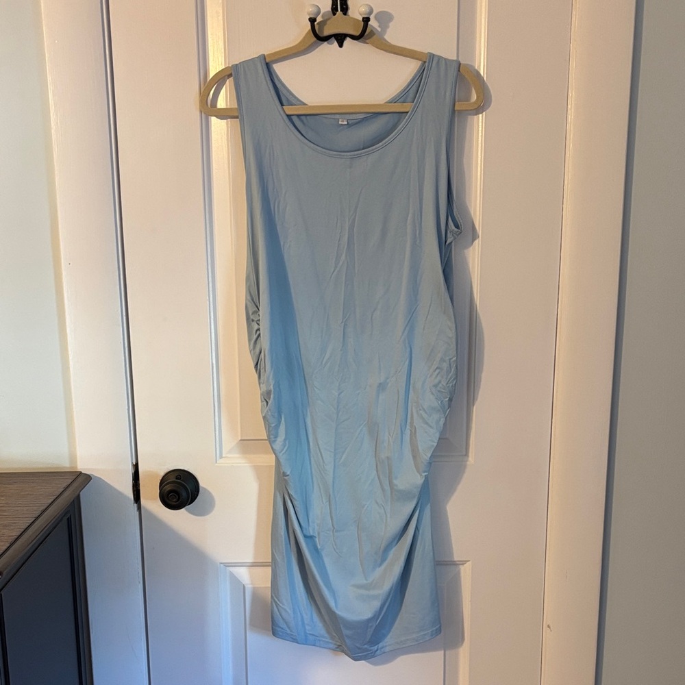 Light Blue Sleeveless Maternity Dress